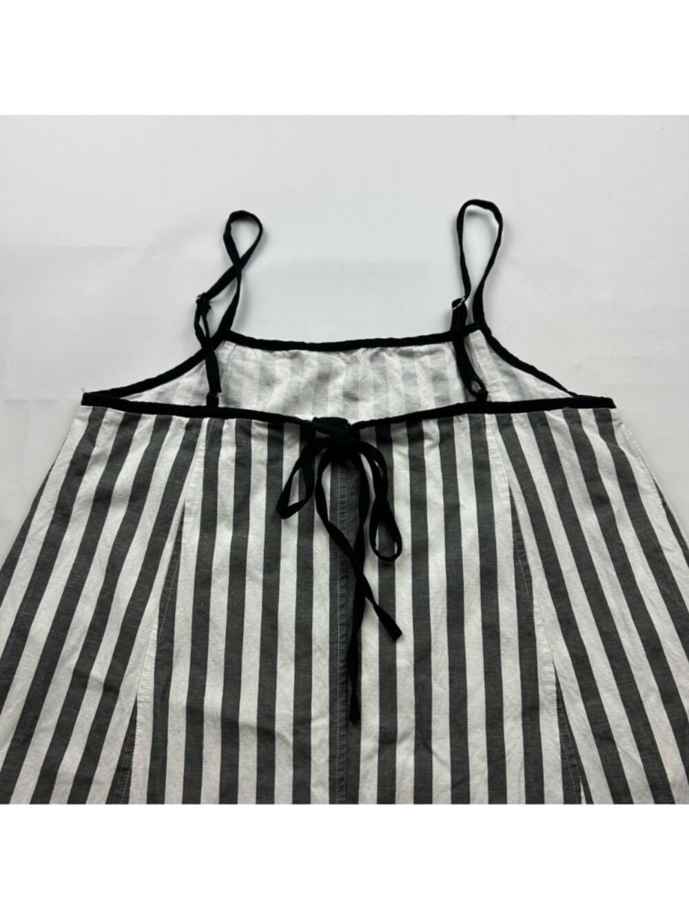 Shy Velvet Black Striped Linen Cami Dress S - Picture 7 of 7